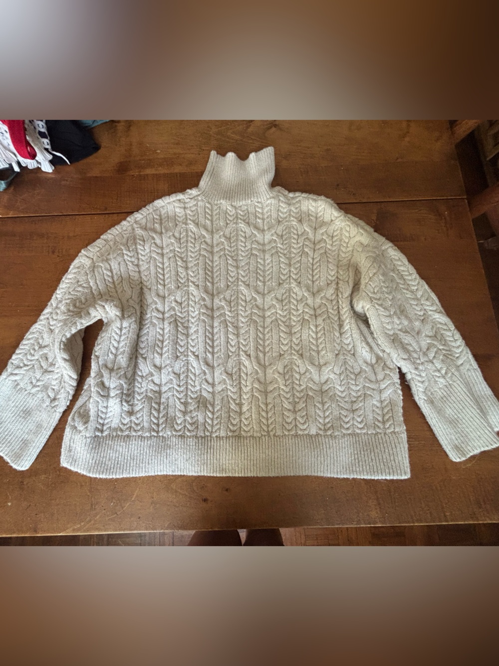 Zara Cream Cable Knit Turtleneck Sweater